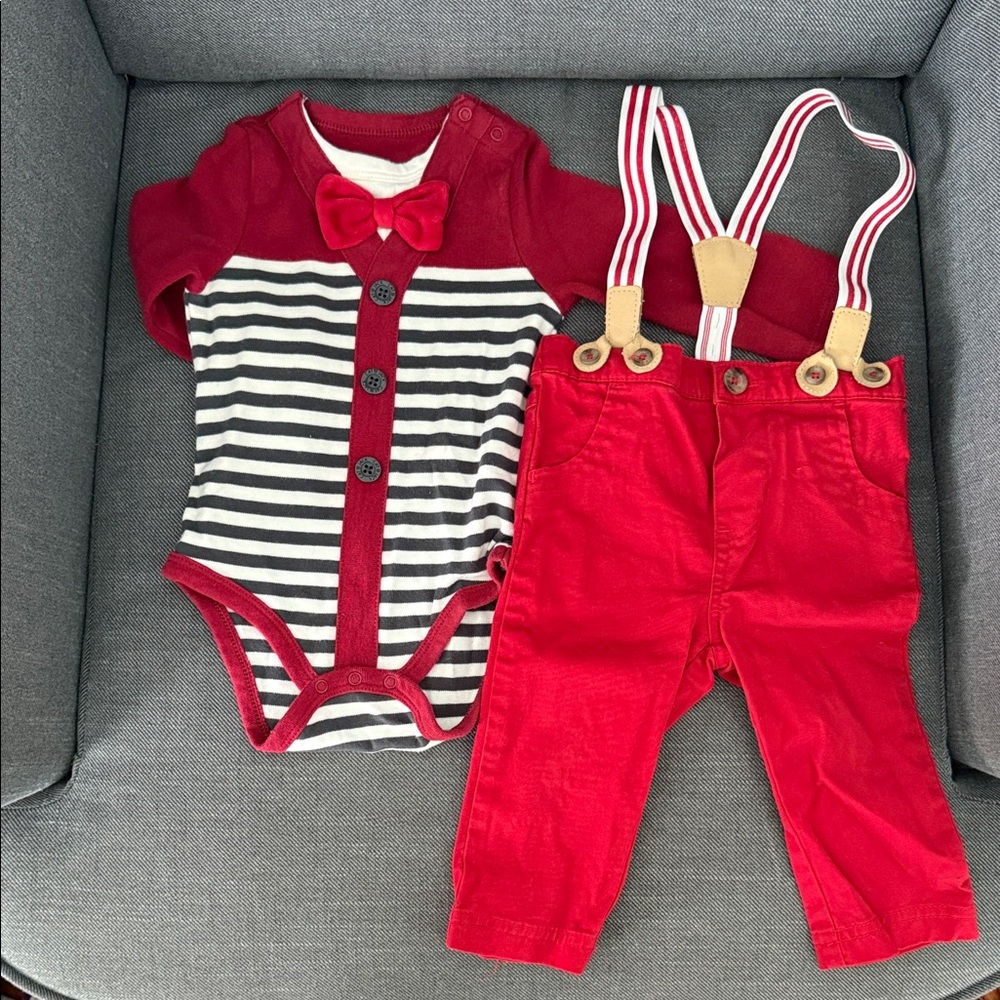 Cat & Jack Holiday Set With Suspenders